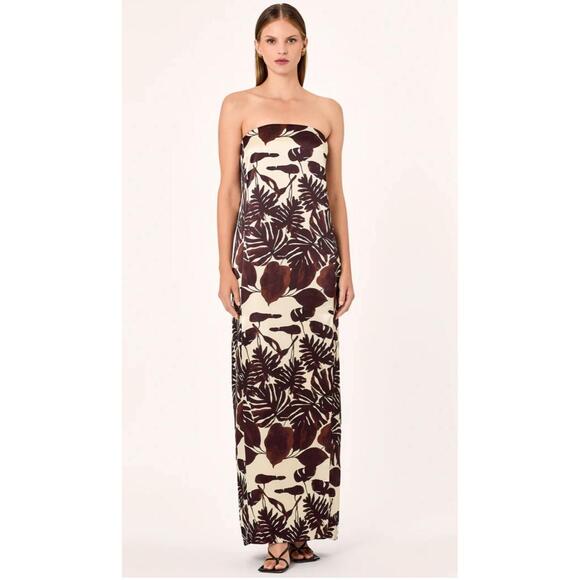 NICHOLAS Dresses & Skirts - Nicholas The Label Axelie Strapless Tube Gown Dark Chocolate Segovia Print Sz 2